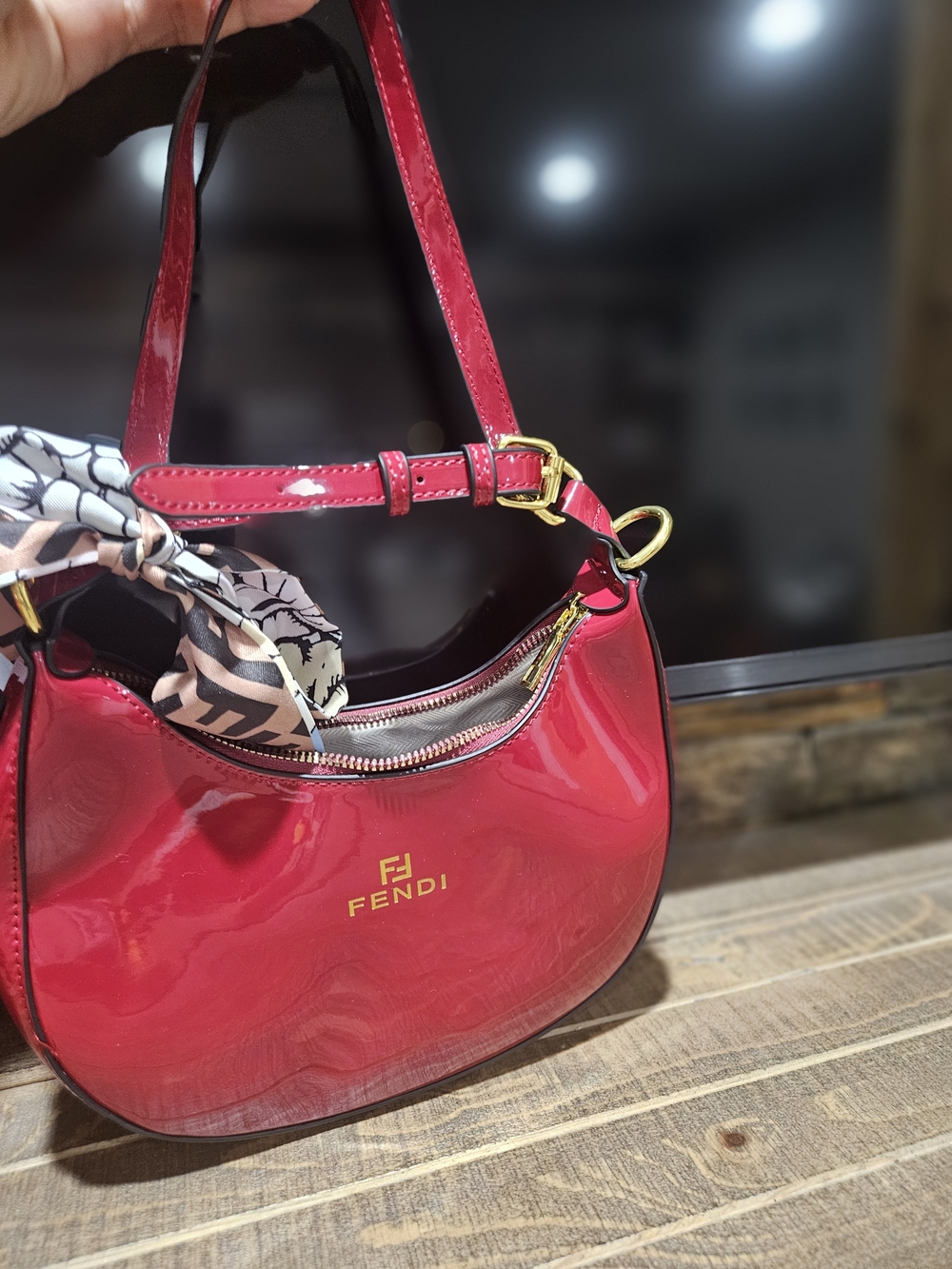 Patent Leather Mini Shoulder Bag in RED